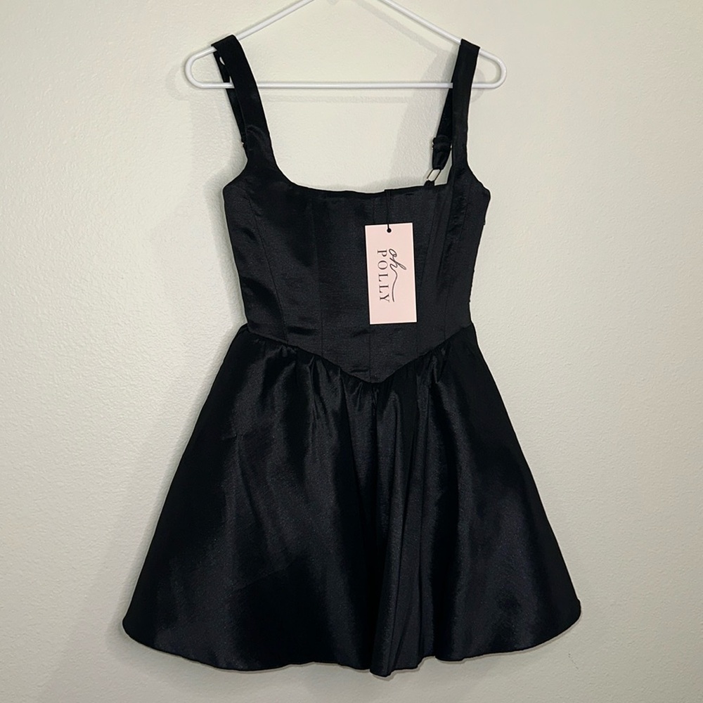 Oh Polly Black Satin Dress